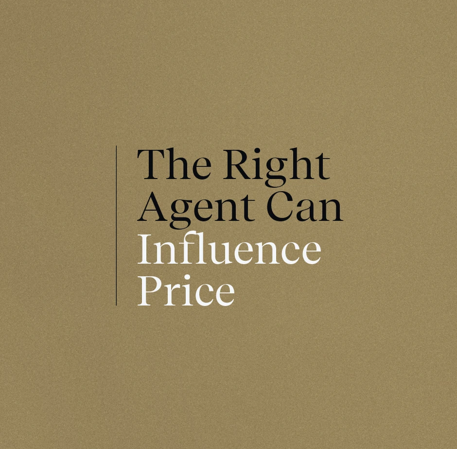 Real estate agent positioning statement for McGrath featuring typography layout - The Right Agent Can Influence Price tagline and collateral